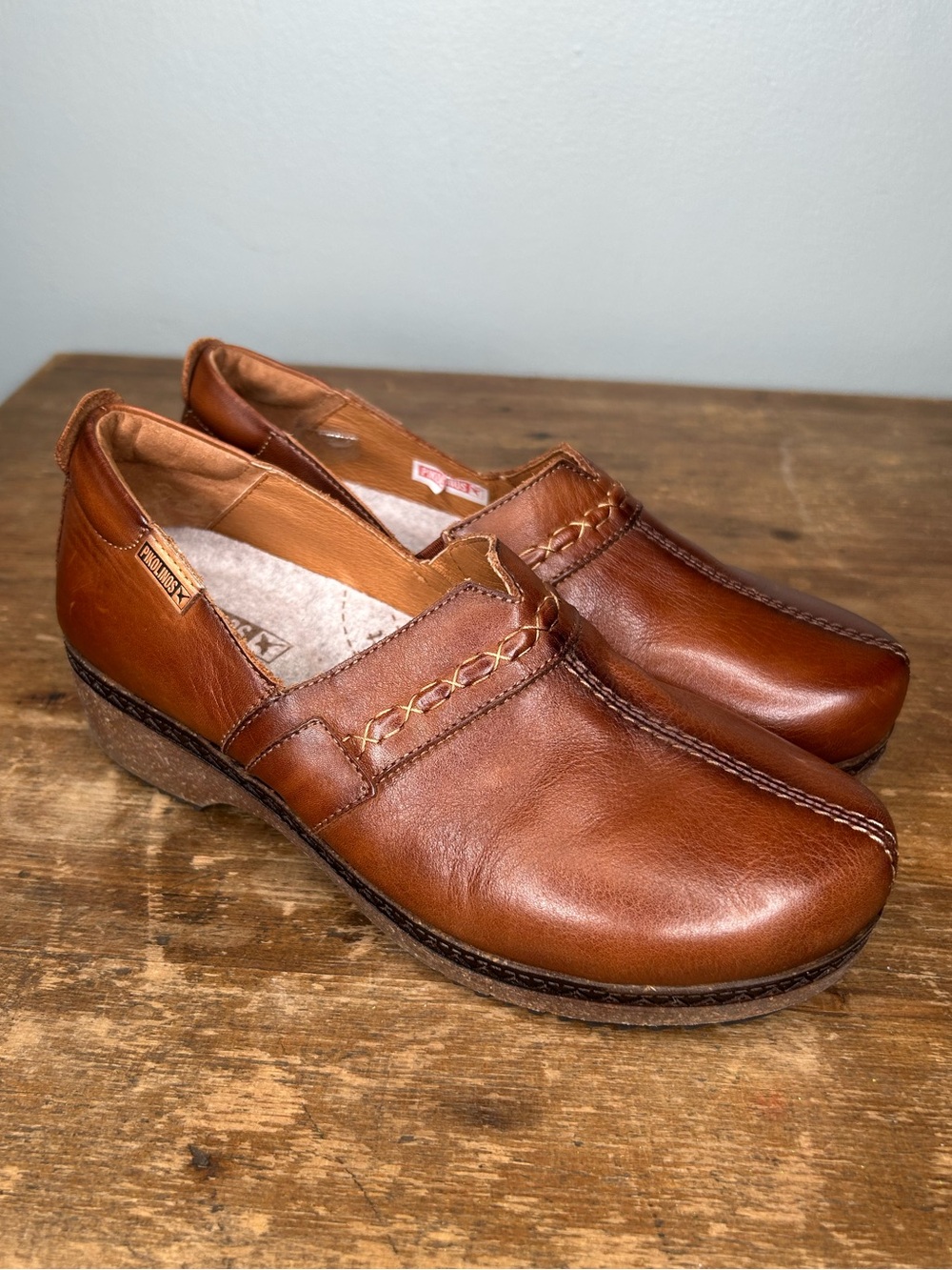Pikolinos Granada Clogs Womens 37 (6.5-7 US) Brown Leather Slip On Shoes EUC